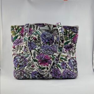 Vera Bradley Lavender Meadow Large Floral Quilted Tote